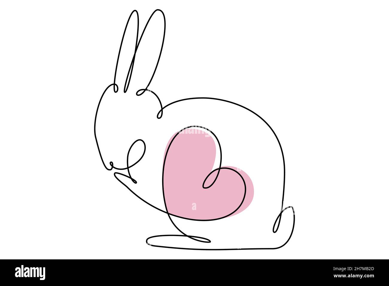 Coniglietto pasquale con disegno continuo a una linea. Immagine semplice coniglio. Illustrazione vettoriale minimalista. Illustrazione Vettoriale