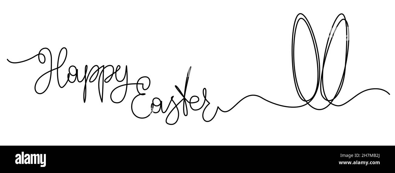 Pasqua coniglietto orecchie continuo una linea di disegno. Immagine semplice coniglio. Illustrazione vettoriale minimalista. Illustrazione Vettoriale