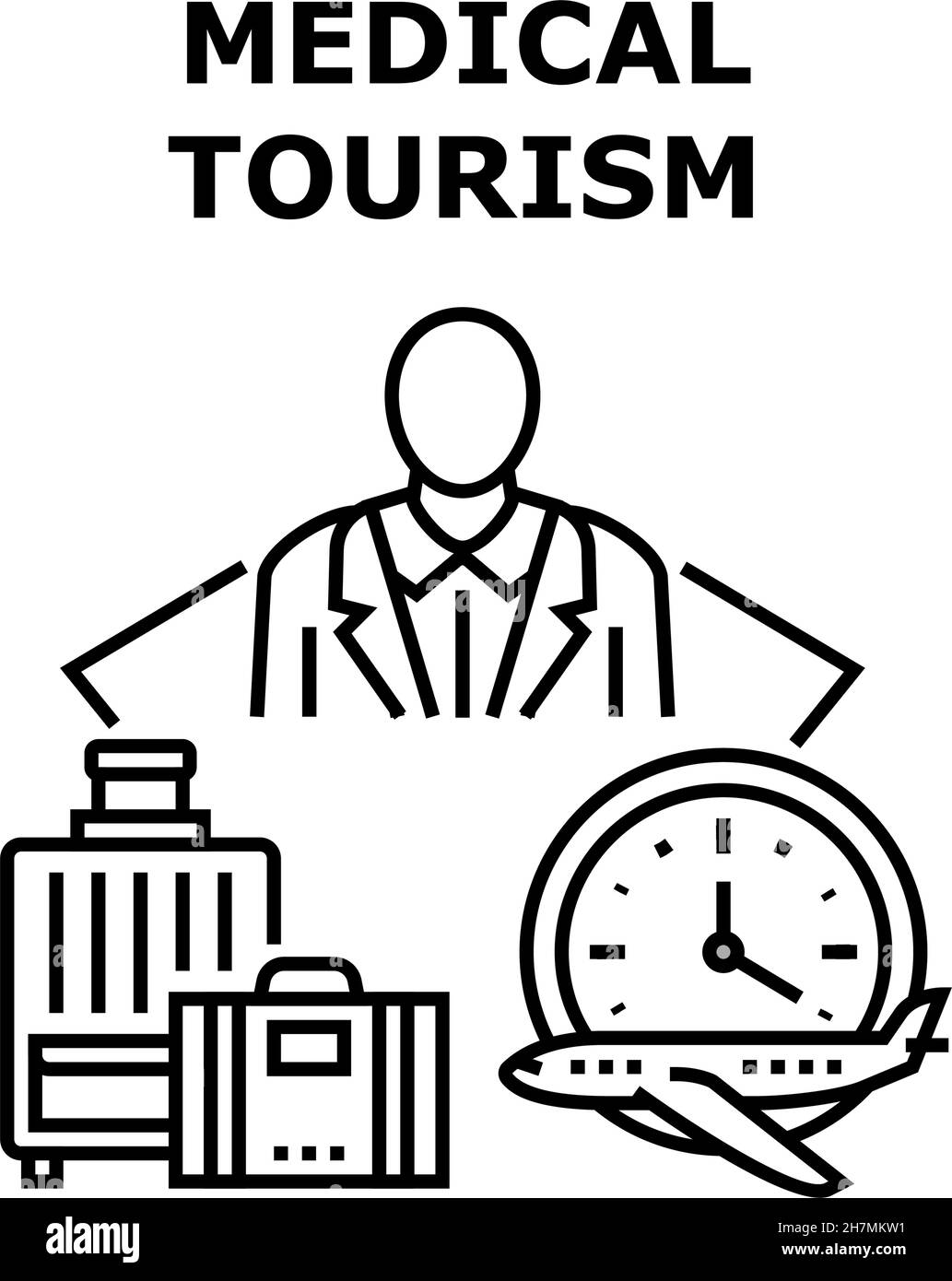 Medical Tourism Vector Concept Black Illustration Illustrazione Vettoriale