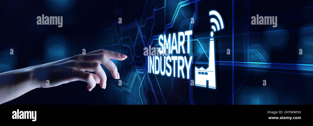 Smart Industry 4.0 innovazione automazione concetto di tecnologia di produzione. Foto Stock