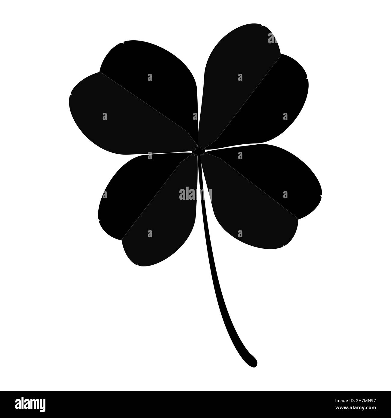 Icona del trifoglio a quattro foglie isolata su sfondo bianco. Silhouette di Clover. Cartello Black shamrock. San patricks giorno emblema.Lucky simbolo.Vector illustrazione Illustrazione Vettoriale