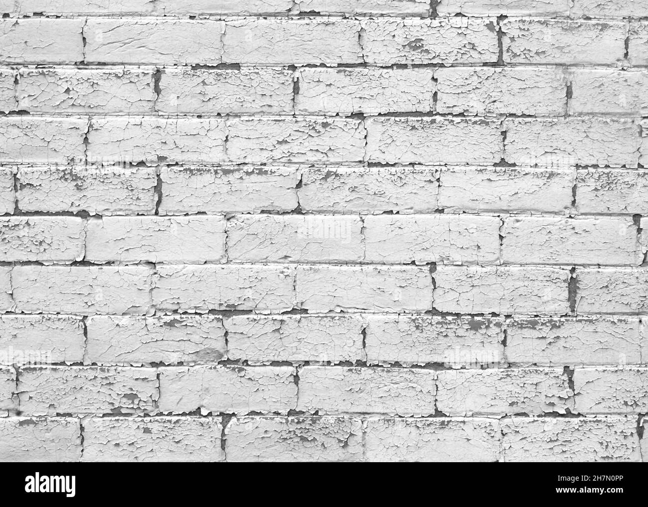 Muro di mattoni bianchi. Grunge vecchia stanza di mattone sfondo testurizzato per carta da parati e disegno grafico di fotoricettore. Superficie di mattone grigio parete orizzontale. Cemento Foto Stock