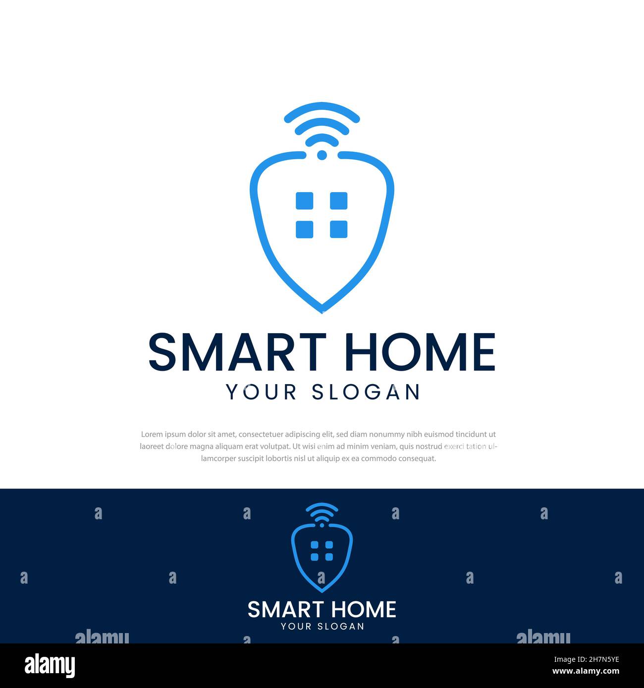 Segnala la diffusione del logo Smart Home. Icona Smart Home. Semplice linea di logo casa, semplice illustrazione elementi. Può essere utilizzato per Web e dispositivi mobili. Illustrazione Vettoriale