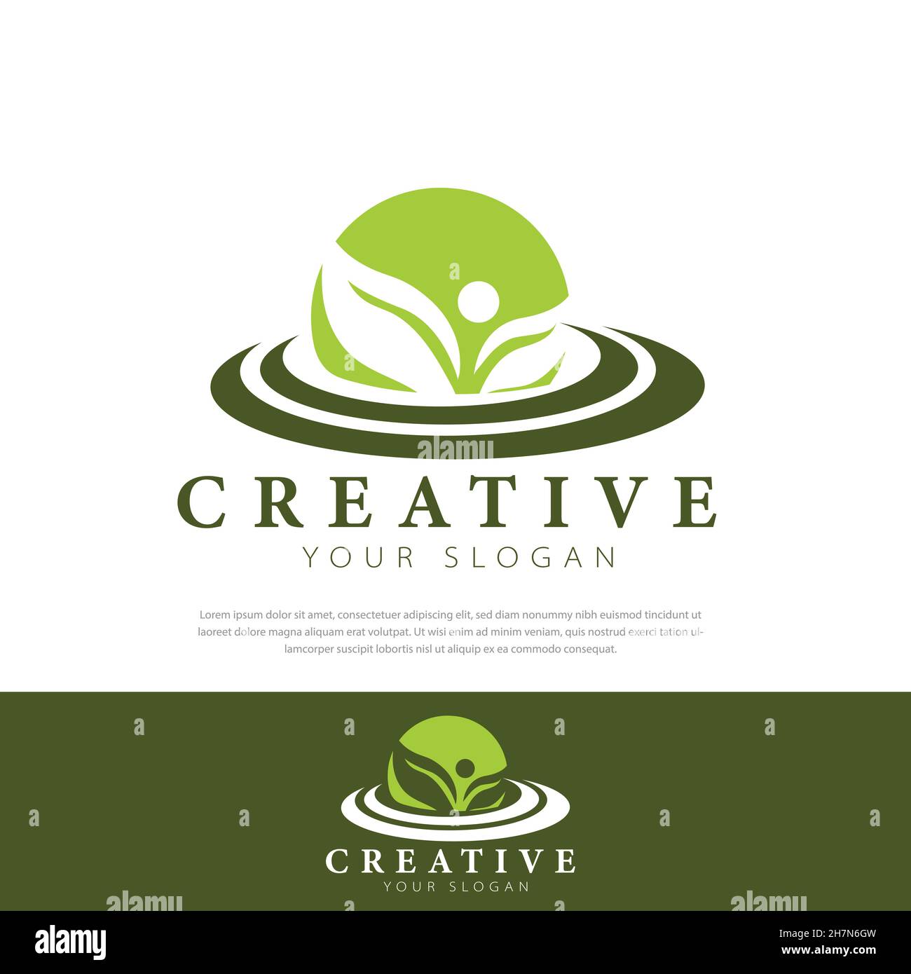 Logo Green World, modello pianeta ad anello, icona a forma di simbolo Illustrazione Vettoriale