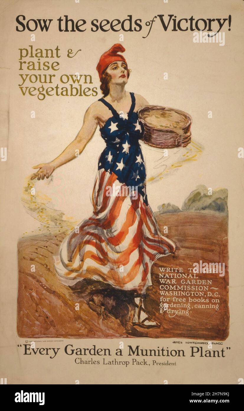 Seminare i semi per la vittoria - Vintage poster di propaganda Foto Stock