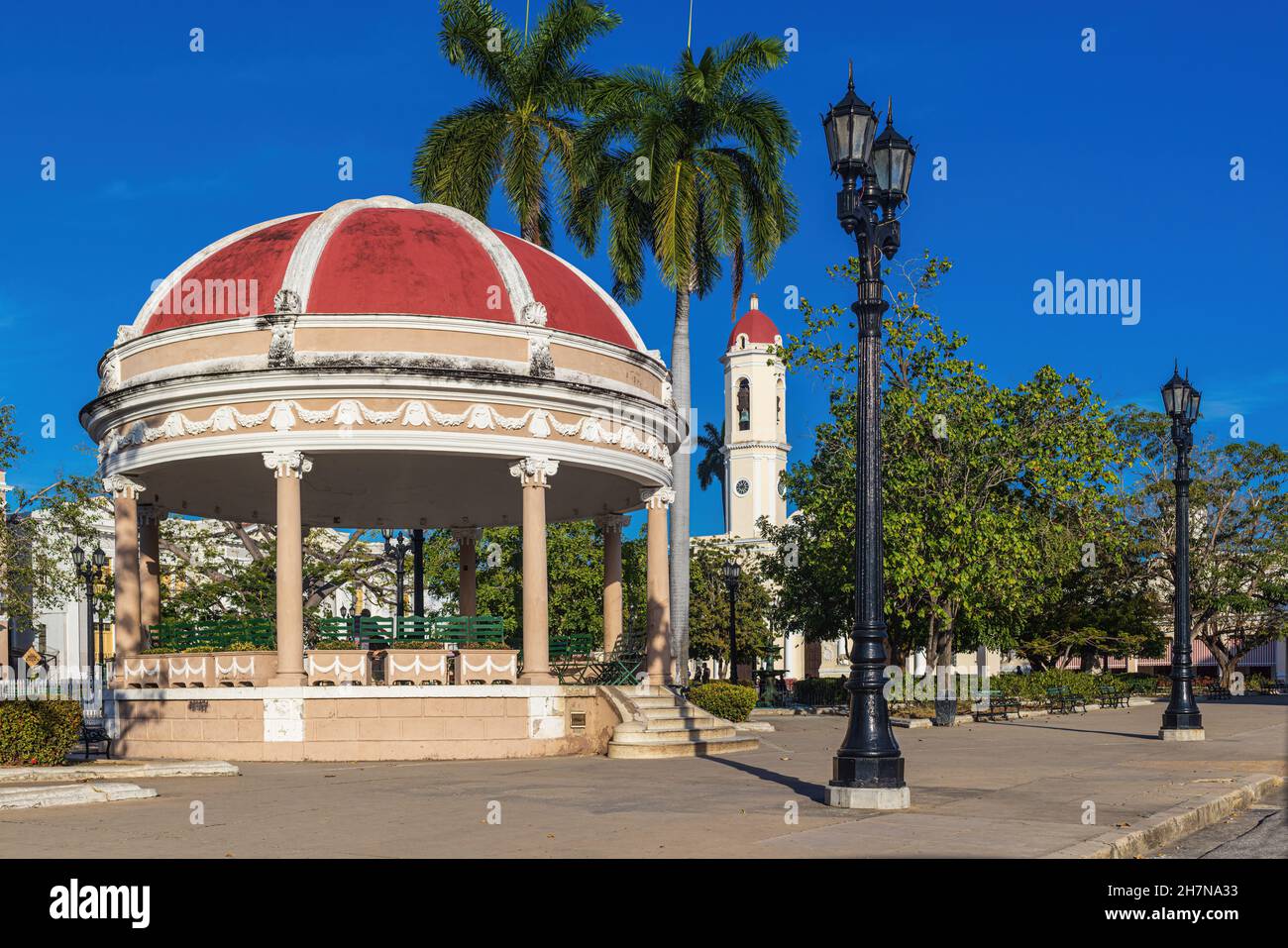 Parco centrale di Cienfuegos Jose Marti a Cuba Foto Stock