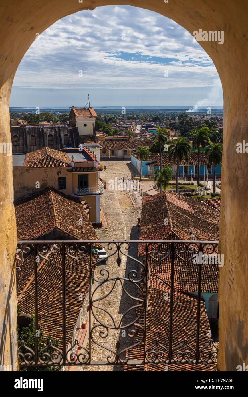 Città coloniale paesaggio urbano di Trinidad, Cuba. Foto Stock