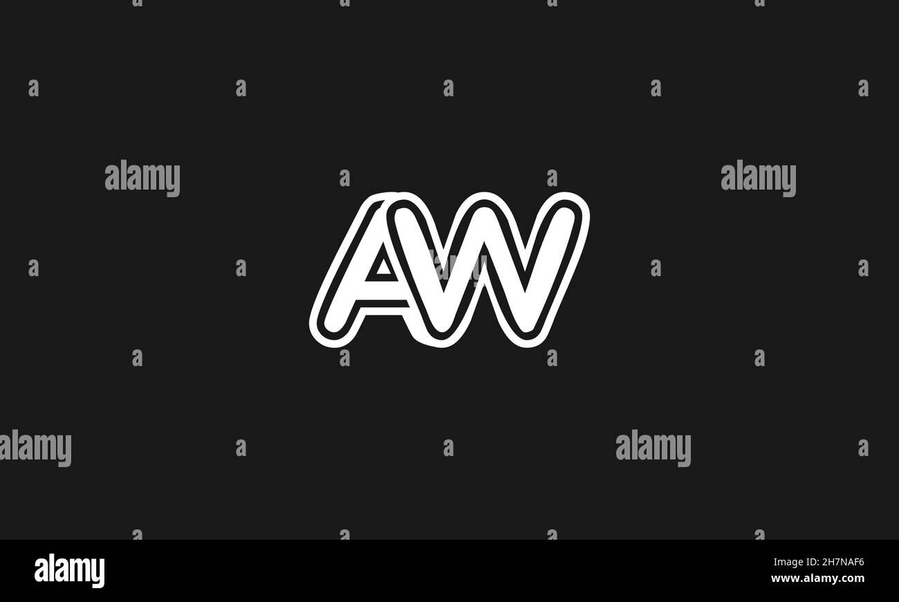 Audace lettera AW logo spessa una linea creativa stile minimalista. Illustrazione Vettoriale