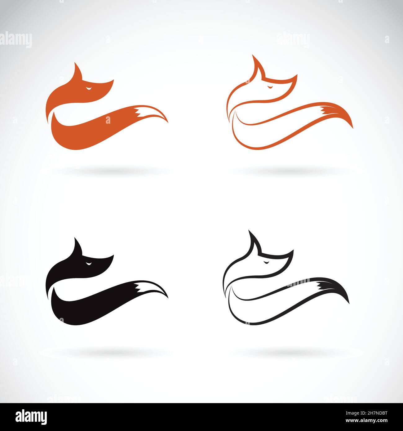 Gruppo vettoriale di disegno FOX su sfondo bianco. Icona Fox. Animali selvatici. Illustrazione vettoriale a livelli facilmente modificabile. Animali selvatici. Illustrazione Vettoriale