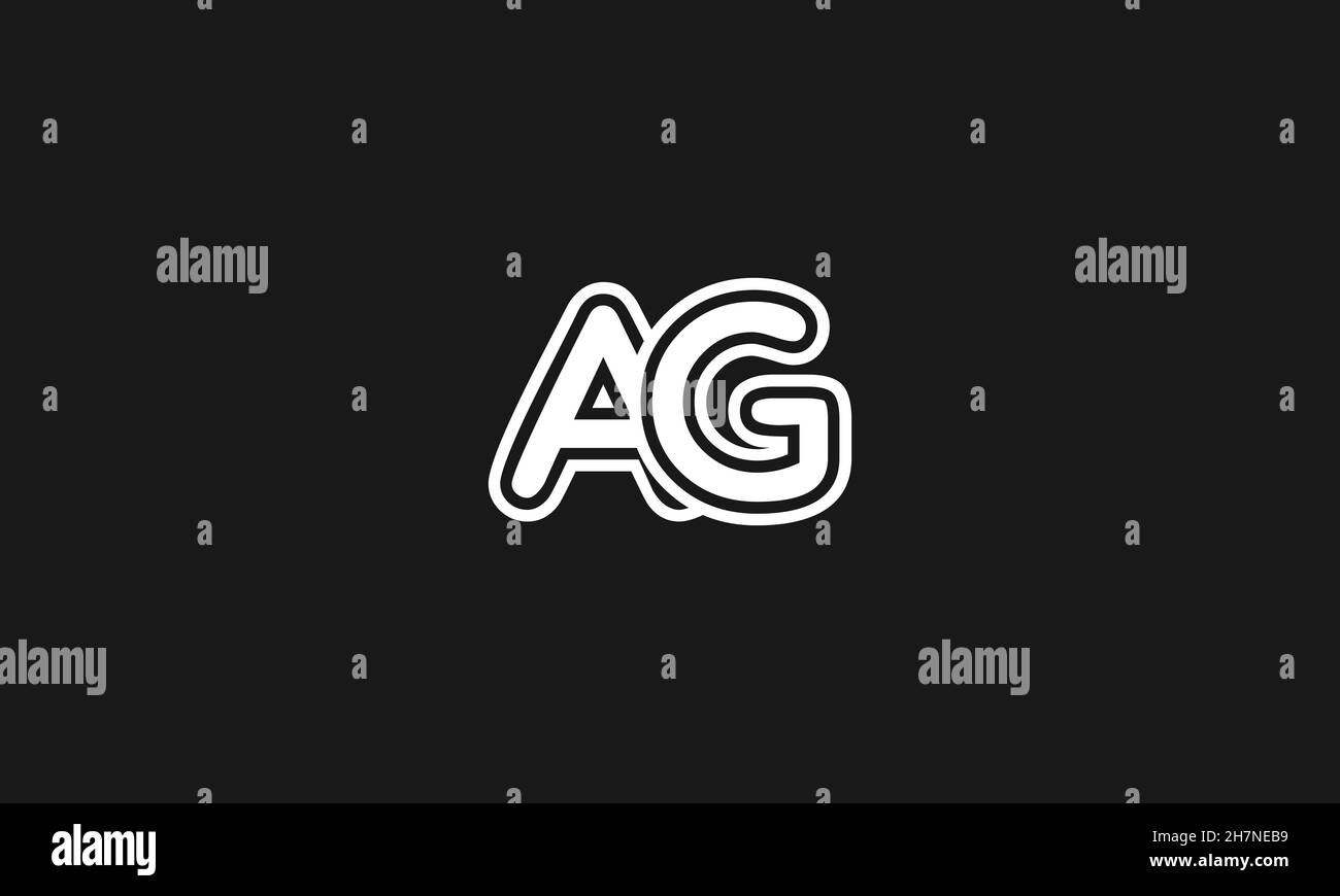 Grassetto lettera AG logo spessa una linea creativa stile minimalista. Illustrazione Vettoriale