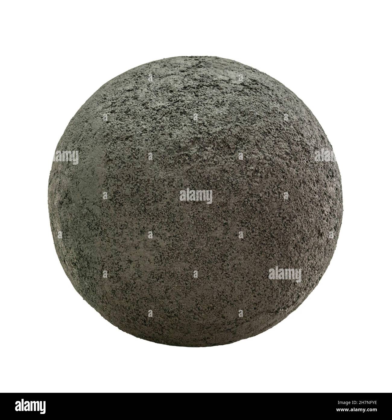 sfera 3d in asfalto/calcestruzzo isolato su bianco. Foto reale. Foto Stock