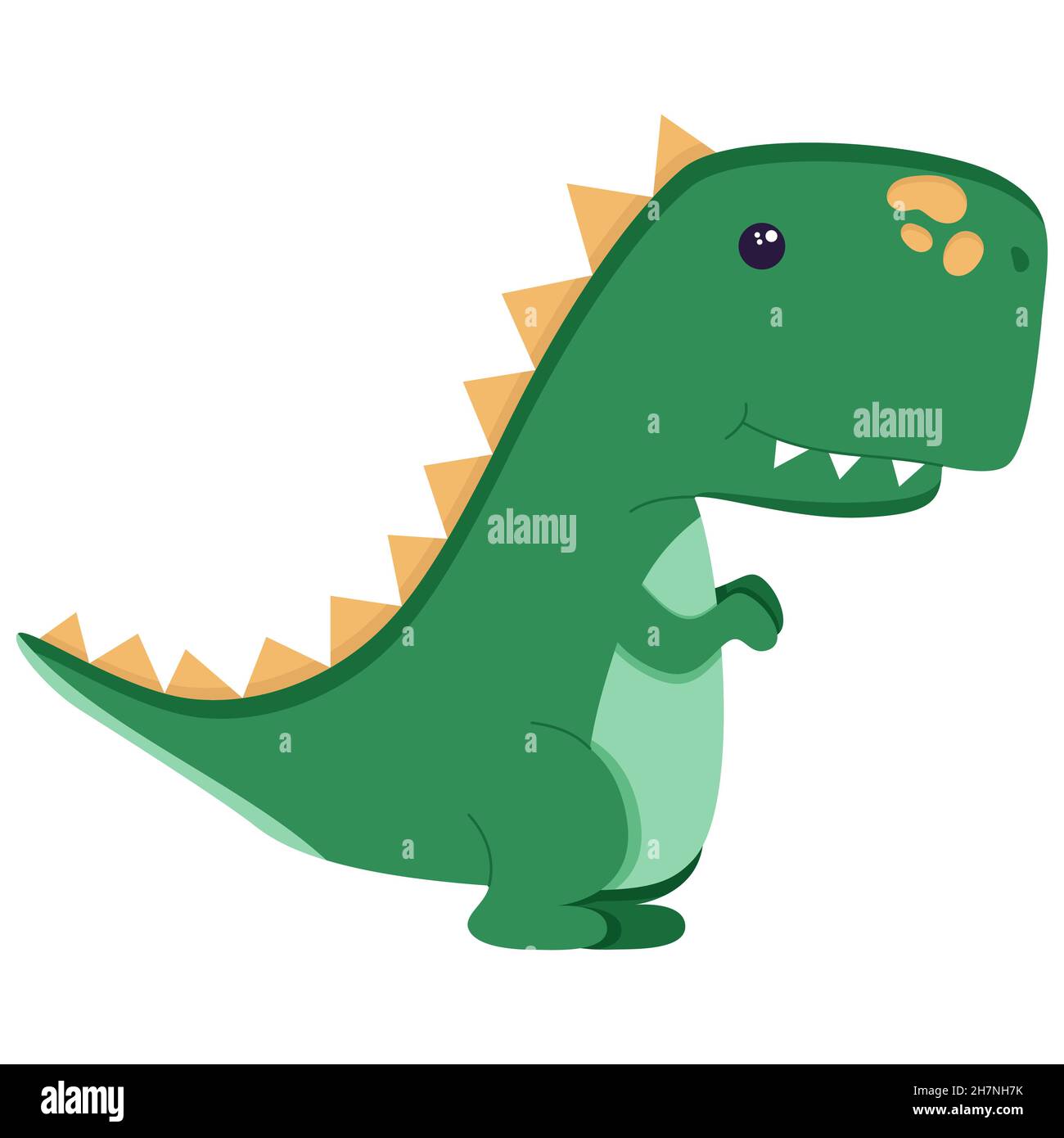 Carino dinosauro per decorare il vivaio, Mesozoic era adesivi per i bambini, illustrazione in uno stile piatto isolato su un bianco. Illustrazione Vettoriale