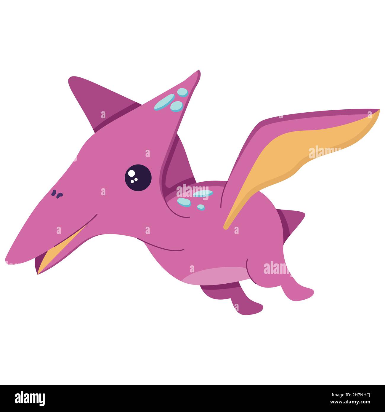 Carino dinosauro per decorare il vivaio, Mesozoic era adesivi per i bambini, illustrazione in uno stile piatto isolato su un bianco. Illustrazione Vettoriale