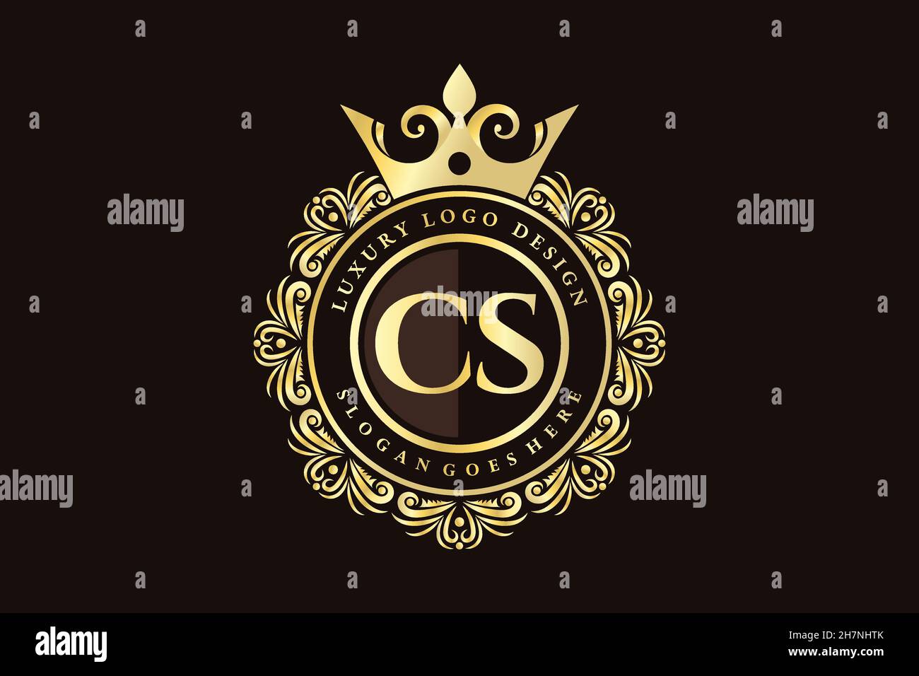 CS Initial Letter Oro calligrafico femminile floreale a mano disegnato araldico monogramma antico vintage stile lusso logo design Premium Illustrazione Vettoriale