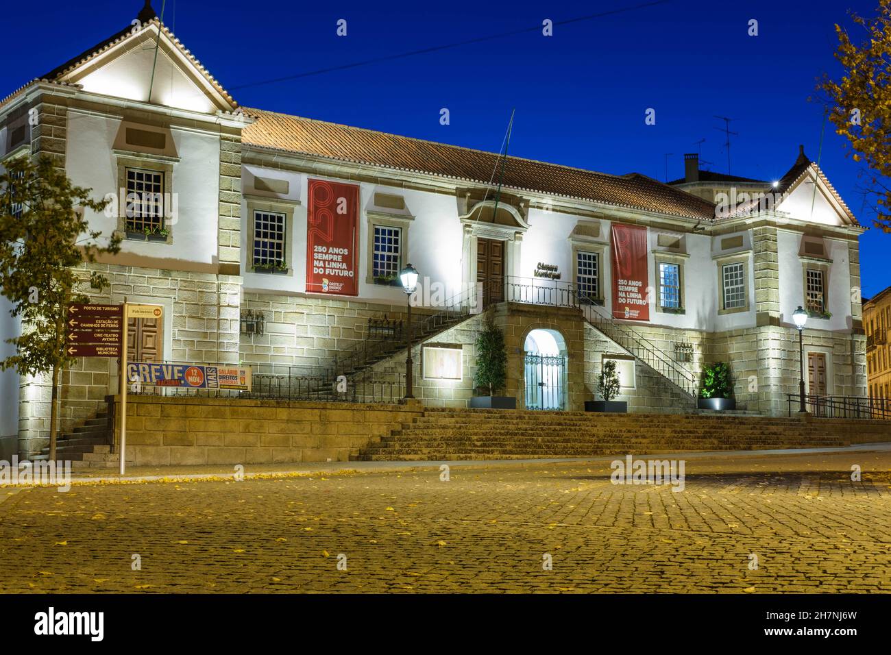 Castelo Branco, Portogallo - Novembre 17 2021: Edificio del governo della Camera Comunale di Castelo Branco Portogallo Foto Stock