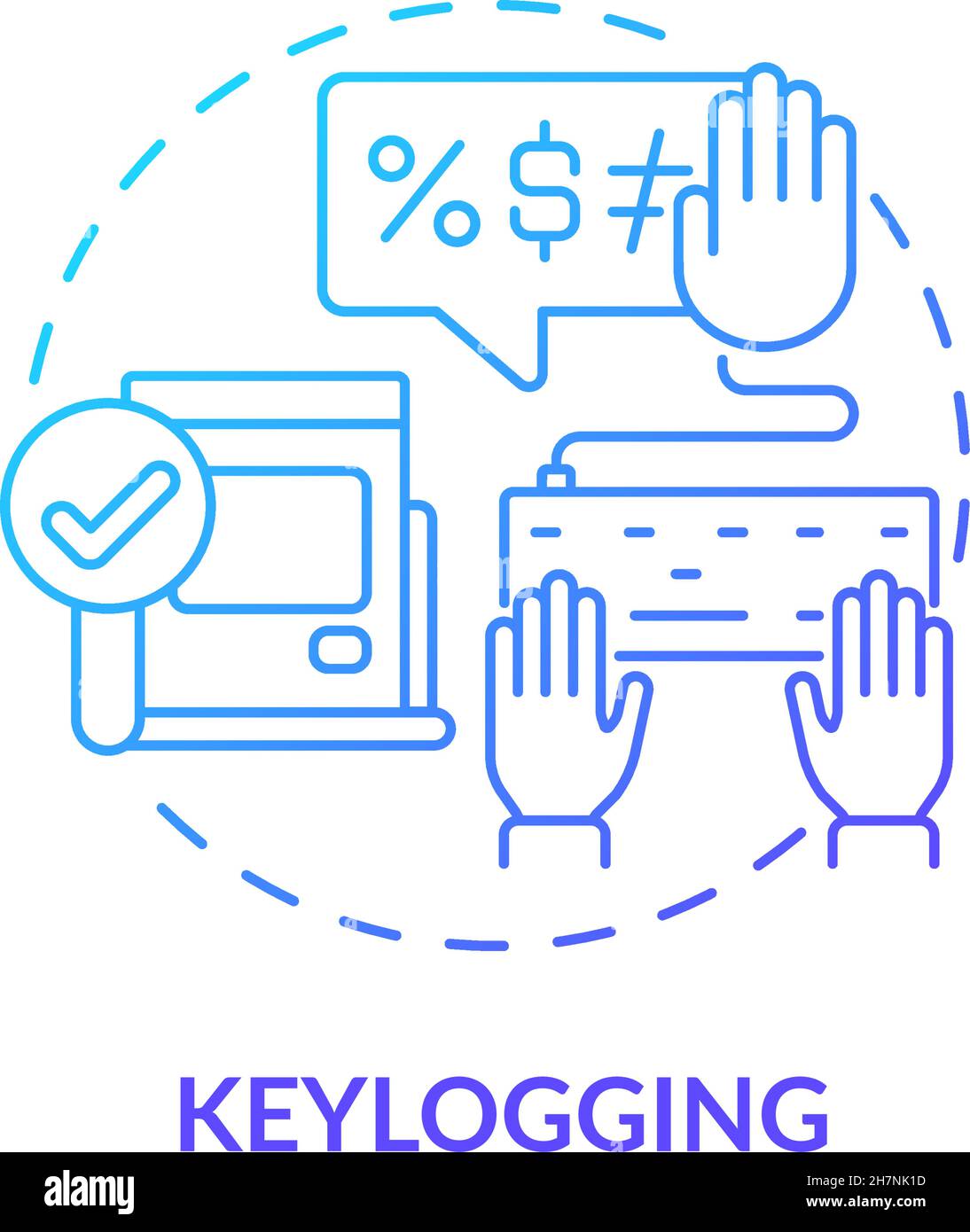 Keylogging blu sfumatura concetto icona Illustrazione Vettoriale