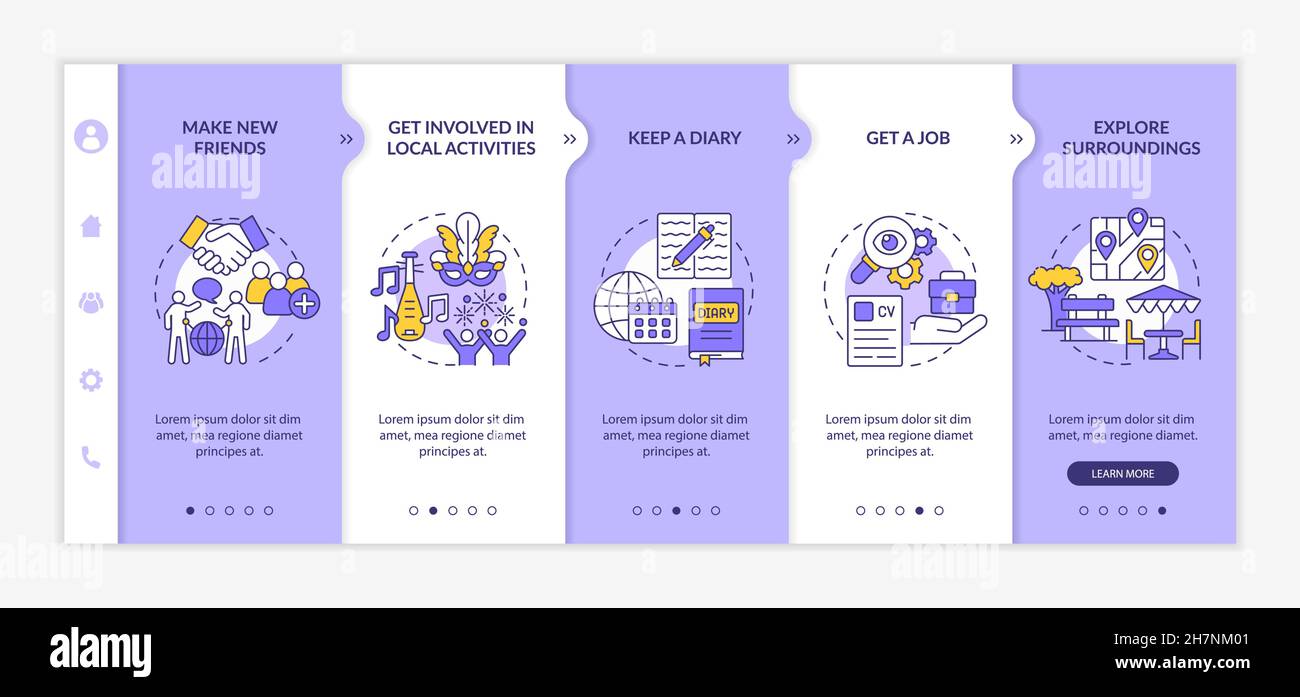 Adattamento al modello di vettore onboarding residente all'estero Illustrazione Vettoriale