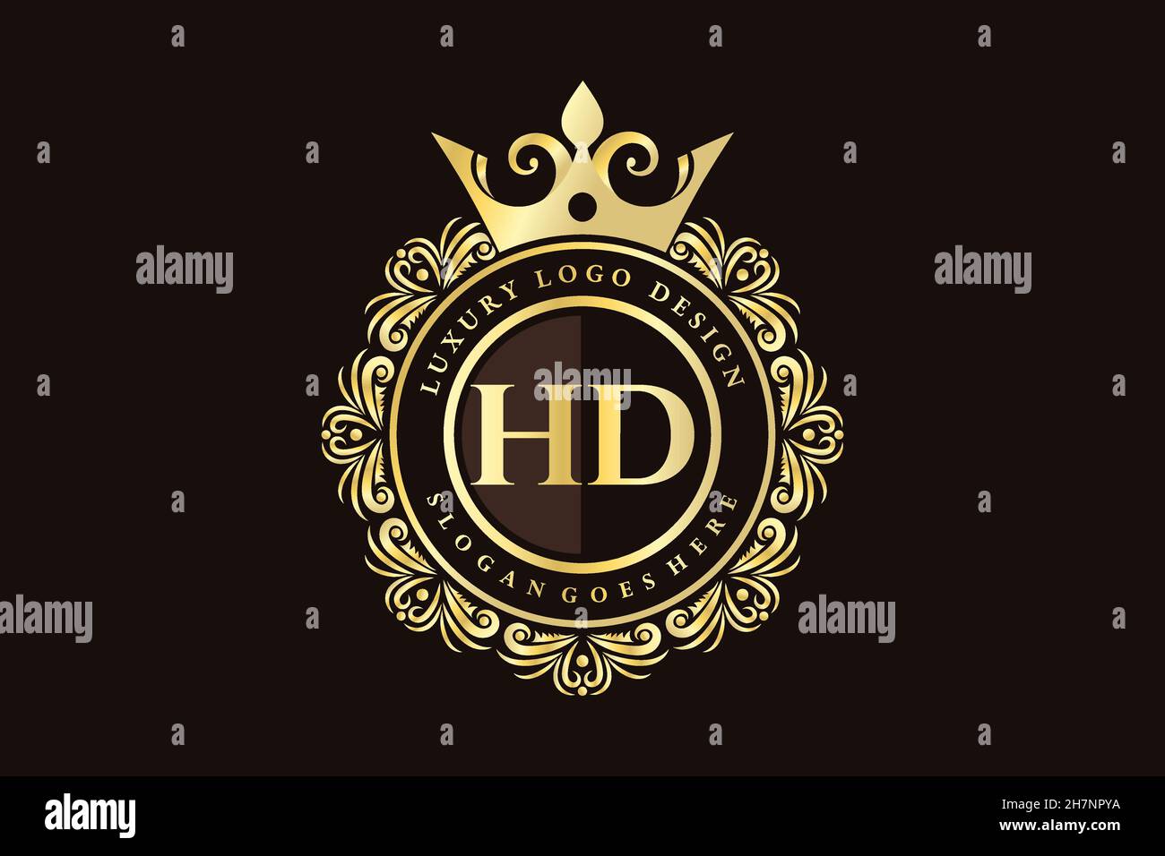 HD Initial Letter Oro calligrafico femminile floreale a mano oraldico monogramma antico vintage stile lusso logo design Premium Illustrazione Vettoriale