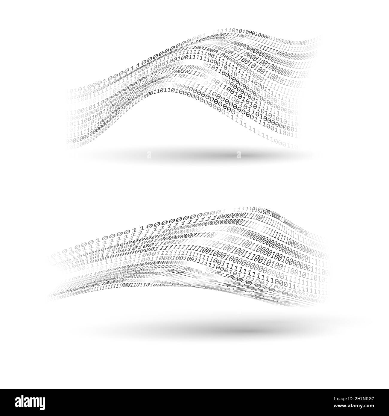 Forme ondulate a mezzitoni di codice binario impostate. Tecnologia astratta design elments. Comunicazione di informazioni e streaming di dati. Concetto di riconoscimento vocale Illustrazione Vettoriale