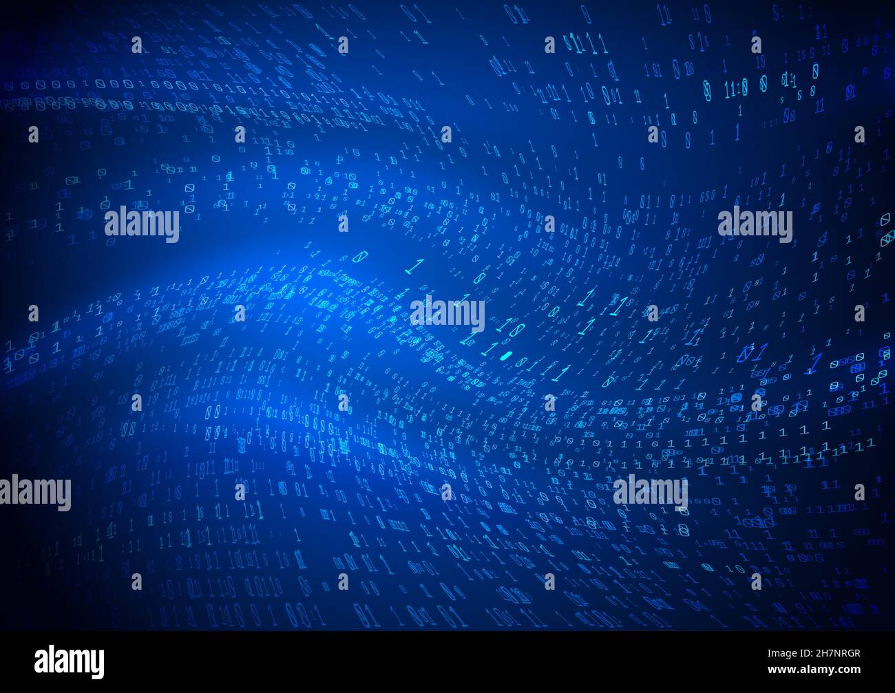 Forme d'onda digitali con codice binario. Ritorno della tecnologia astratta con flusso di dati. Struttura dei big data. Illustrazione vettoriale. Illustrazione Vettoriale