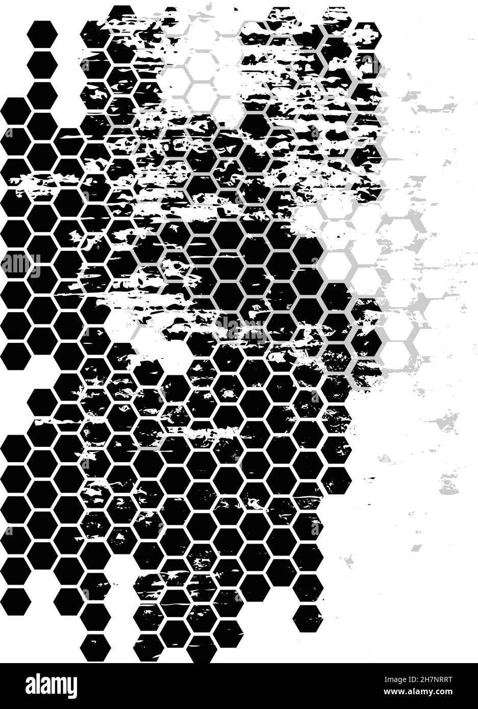 Griglia esagonale sporca. Background tecnologico. Illustrazione Vettoriale