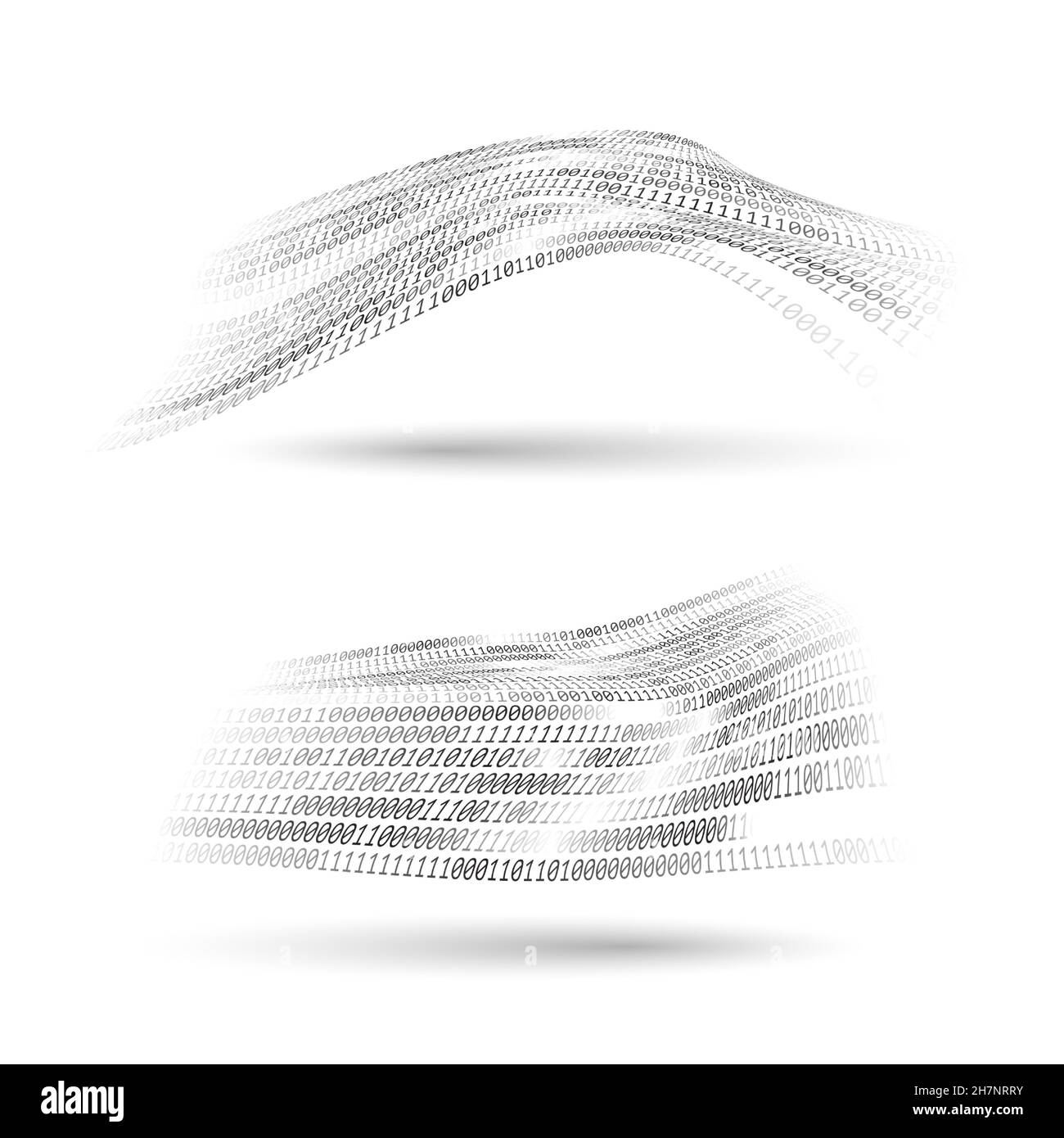 Forme ondulate a mezzitoni di codice binario impostate. Tecnologia astratta design elments. Comunicazione di informazioni e streaming di dati. Concetto di riconoscimento vocale Illustrazione Vettoriale