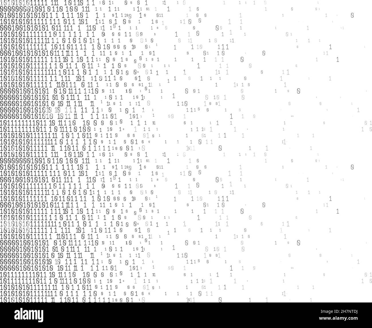 Codice binario del computer. Background astratto della tecnologia. Dati binari digitali. Matrice, dati, codifica. Vettore. Illustrazione Vettoriale