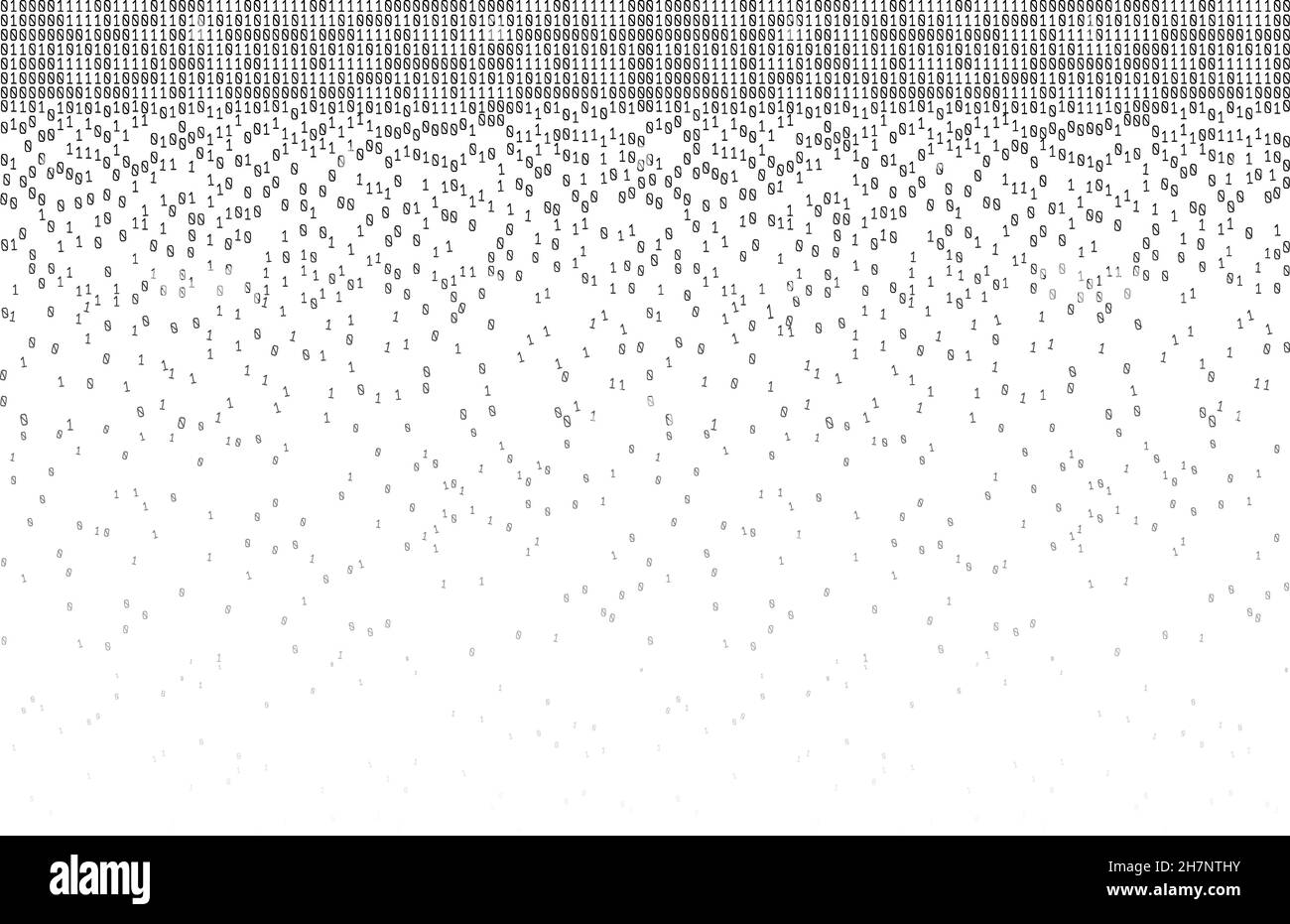 Codice binario del computer. Background astratto della tecnologia. Dati binari digitali. Matrice, dati, codifica. Vettore. Illustrazione Vettoriale