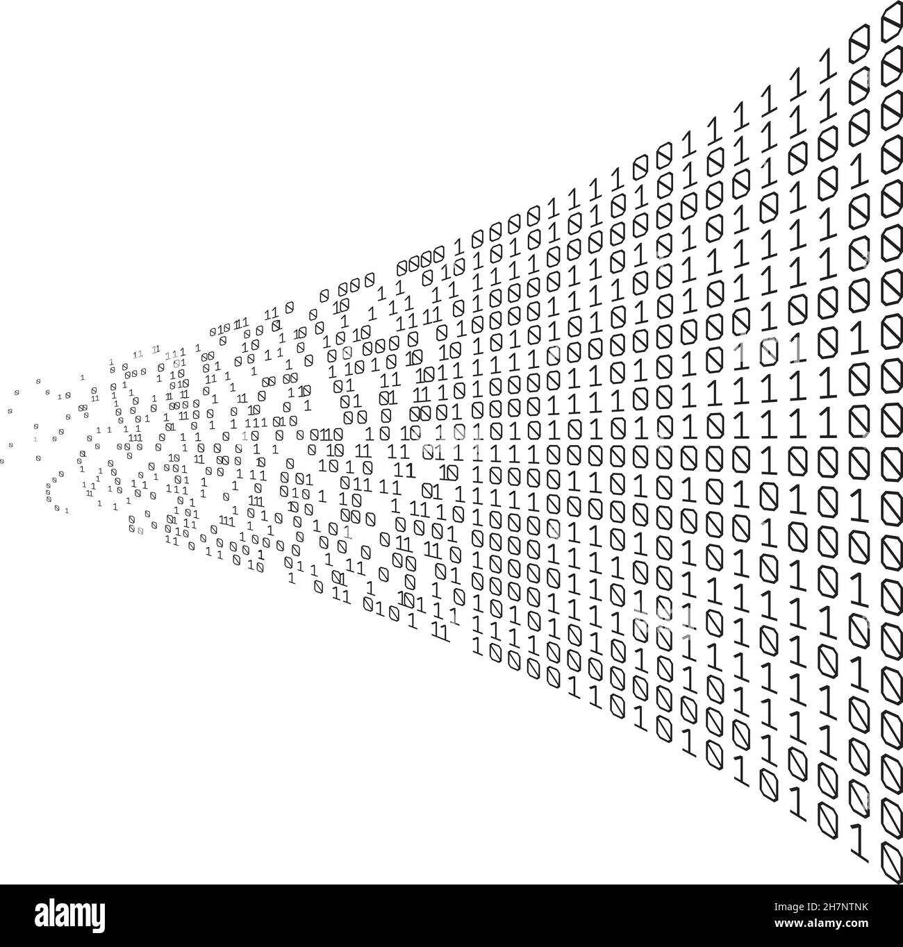 Tecnologia digitale a codice binario. Ordinamento dei dati. Dal caos al sistema. Intelligenza artificiale.Big data.sistema intelligente. Illustrazione Vettoriale