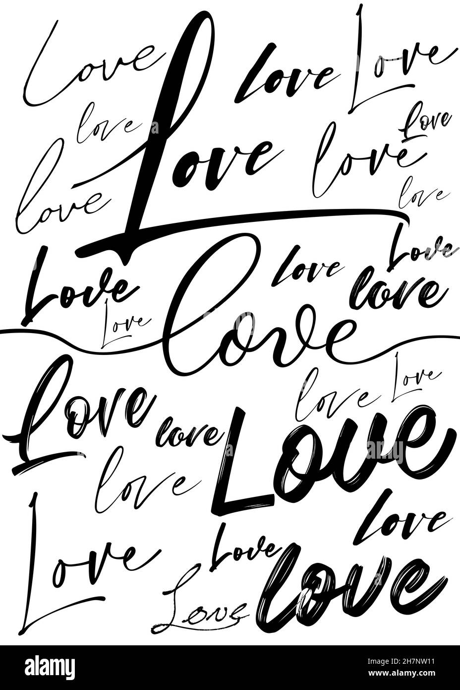 Bella arte digitale in lettere tipografiche, a colori e anche in bianco e nero Foto Stock