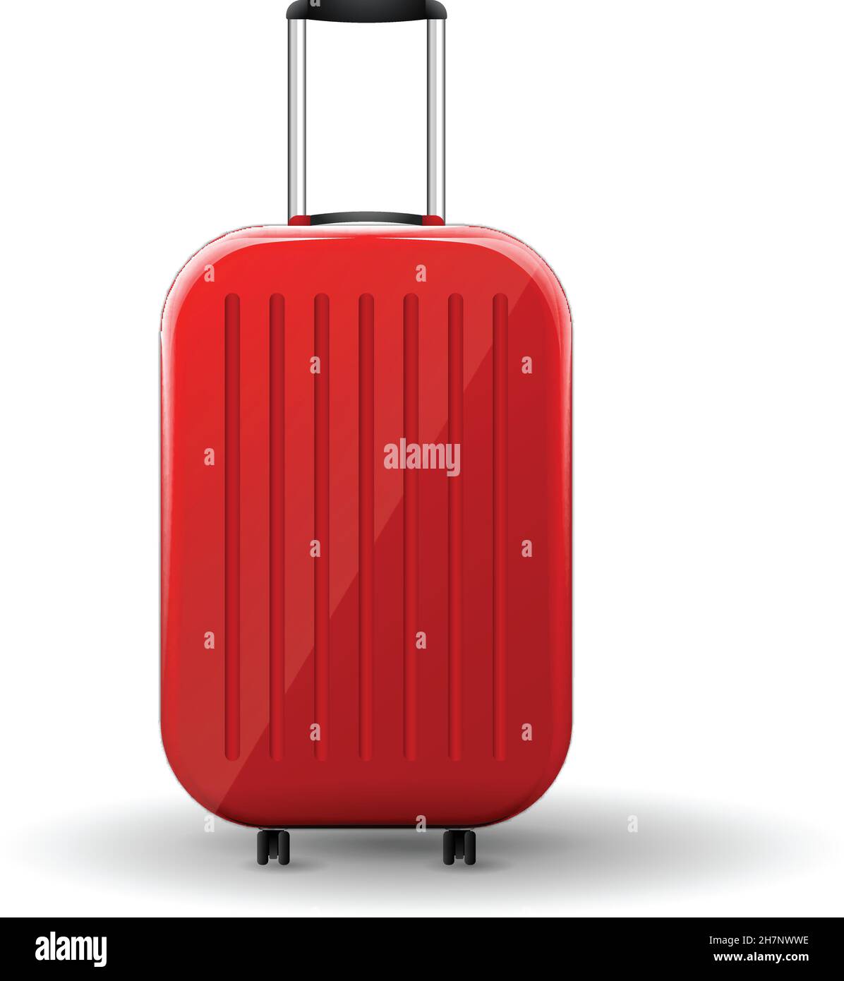 Vettore rosso lucido bagaglio da viaggio isolato su sfondo bianco. Illustrazione Vettoriale