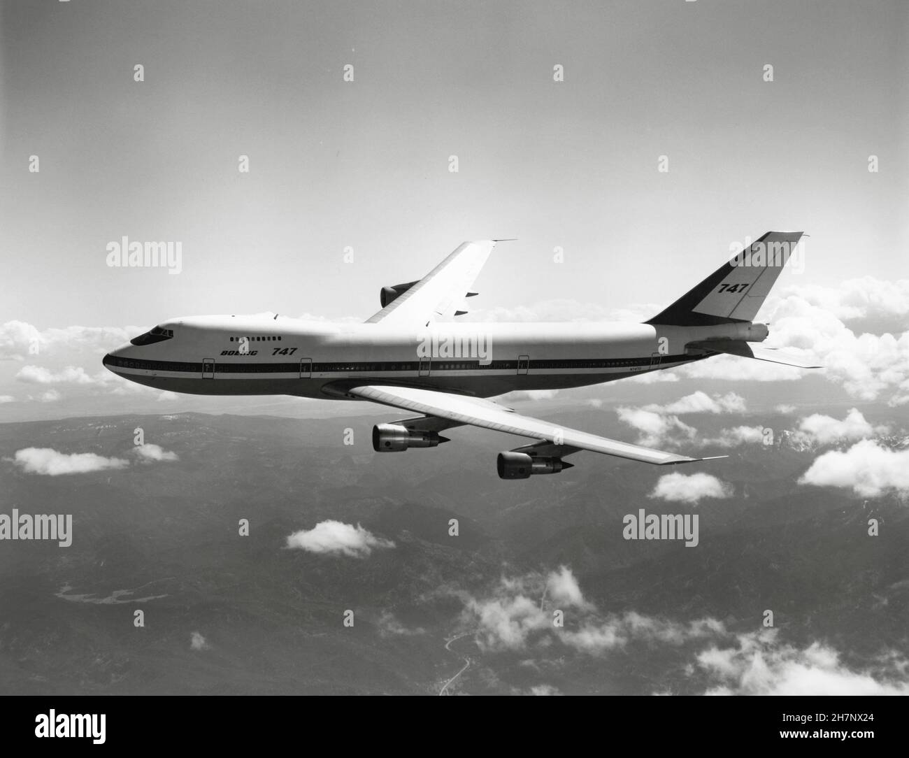 Il velivolo commerciale americano Boeing 747 a quattro motori. 1969 Foto Stock