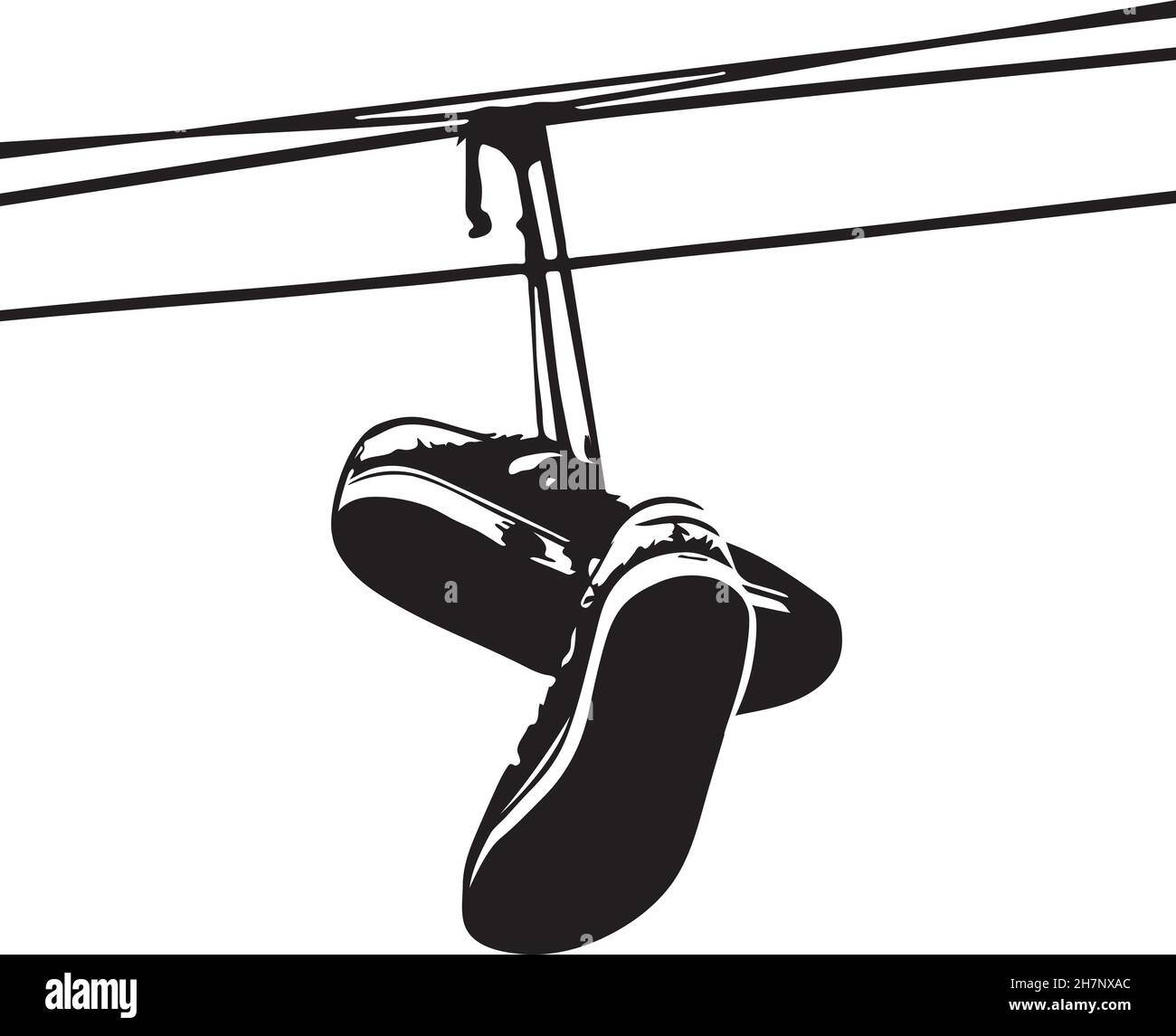 Calzata delle scarpe. Sneakers sulle linee elettriche. Vettore Illustrazione Vettoriale