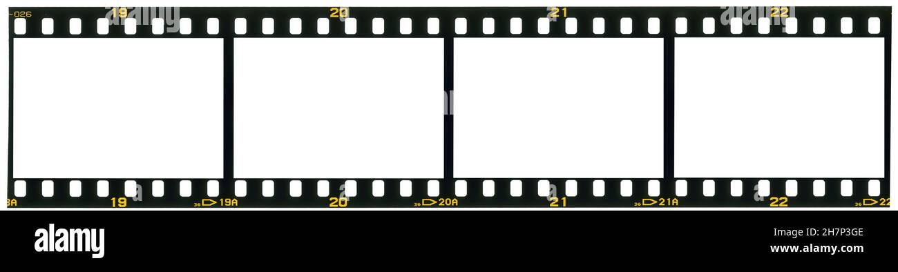Quattro immagini trama della striscia di pellicola con spazio vuoto, sfondo del modello e percorso per le immagini Foto Stock