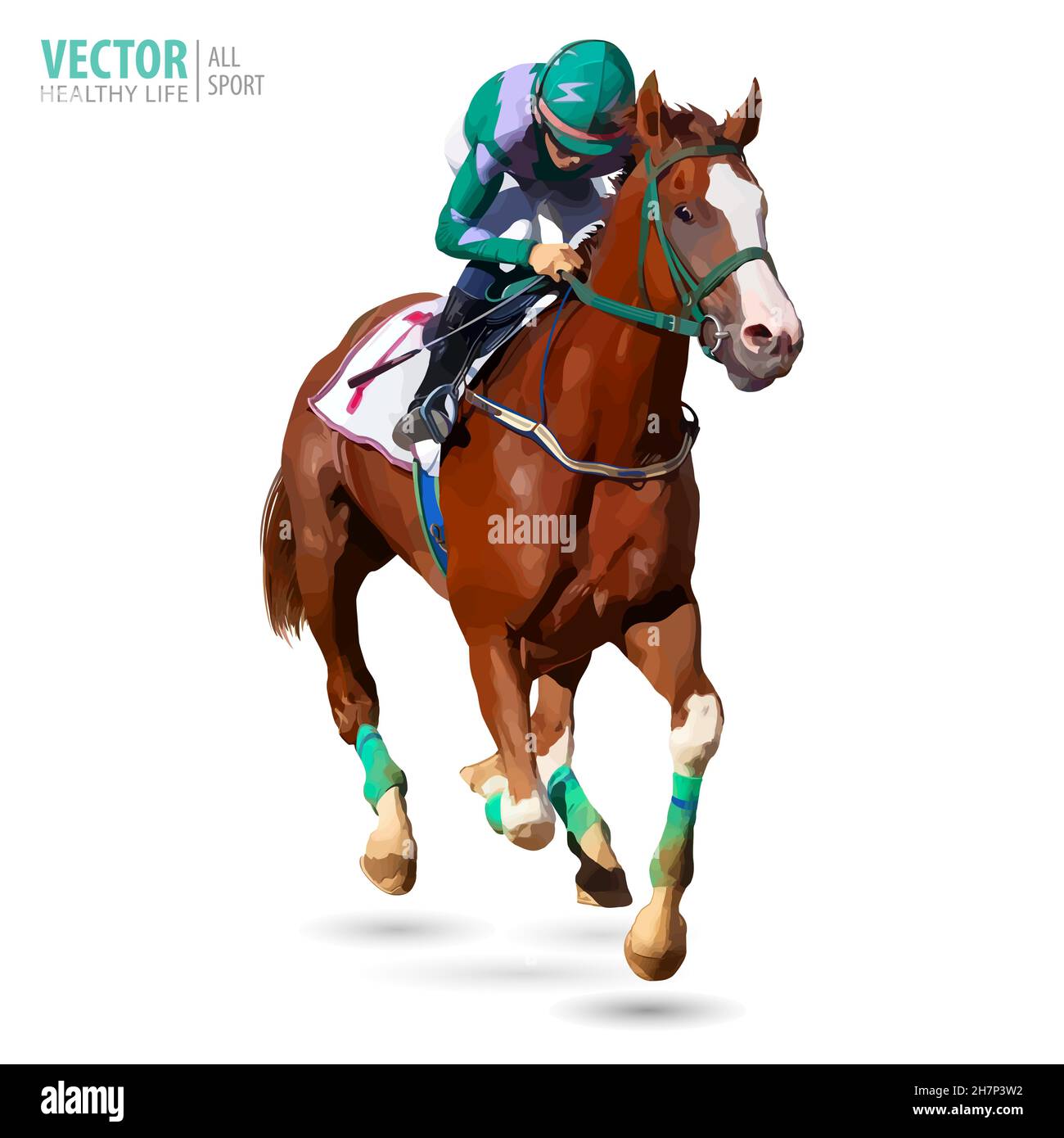 Jockey da corsa a cavallo. Sport. Campione. Pista. Equestre. Derby. Illustrazione vettoriale Illustrazione Vettoriale