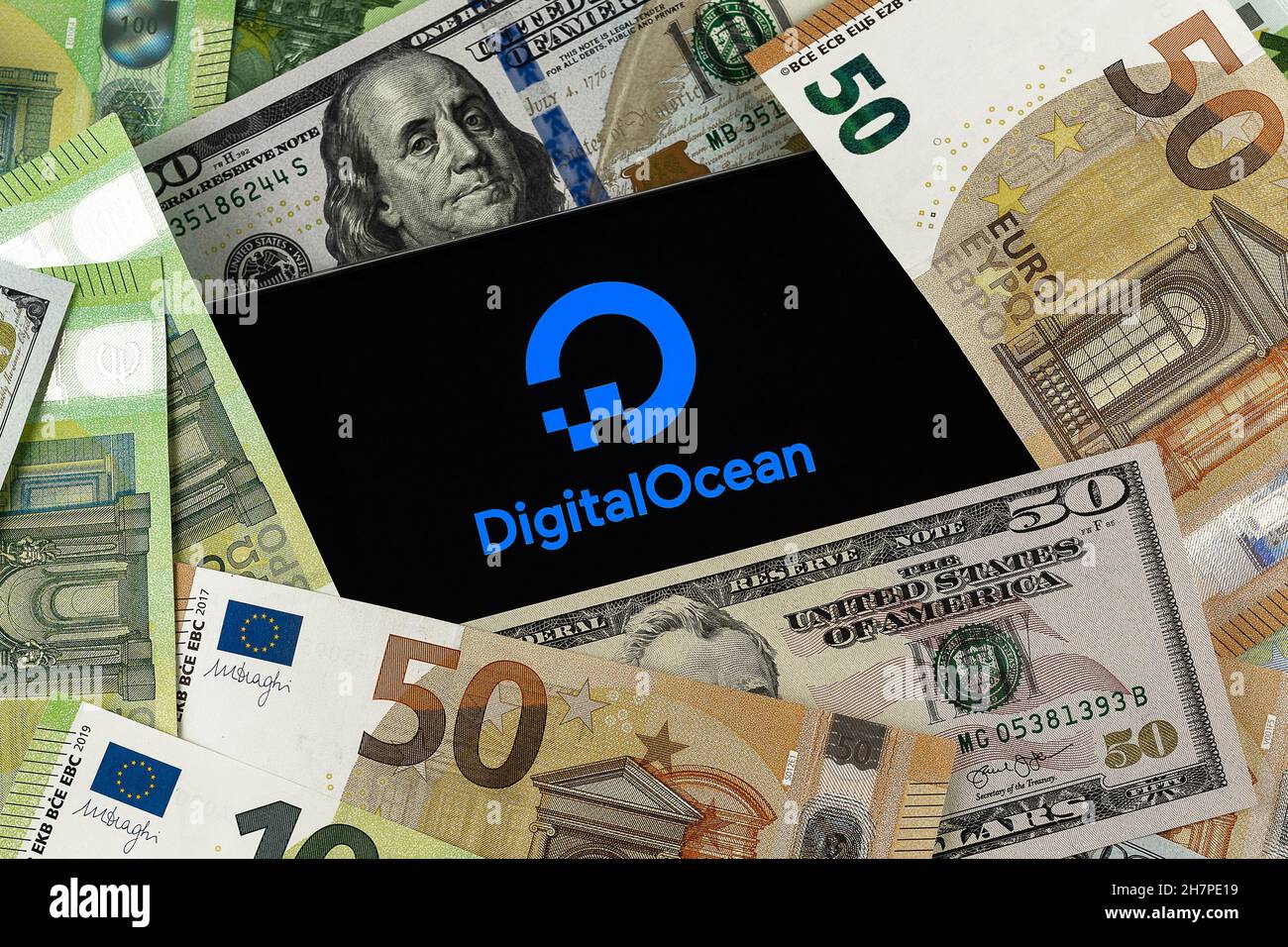 Editoriale DigitalOcean. Foto illustrativa per notizie su DigitalOcean - un fornitore americano di infrastrutture cloud Foto Stock