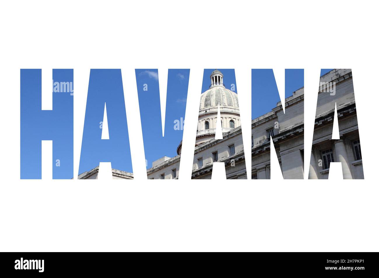 Havana, Cuba - città nome parola testo foto silhouette. Foto Stock