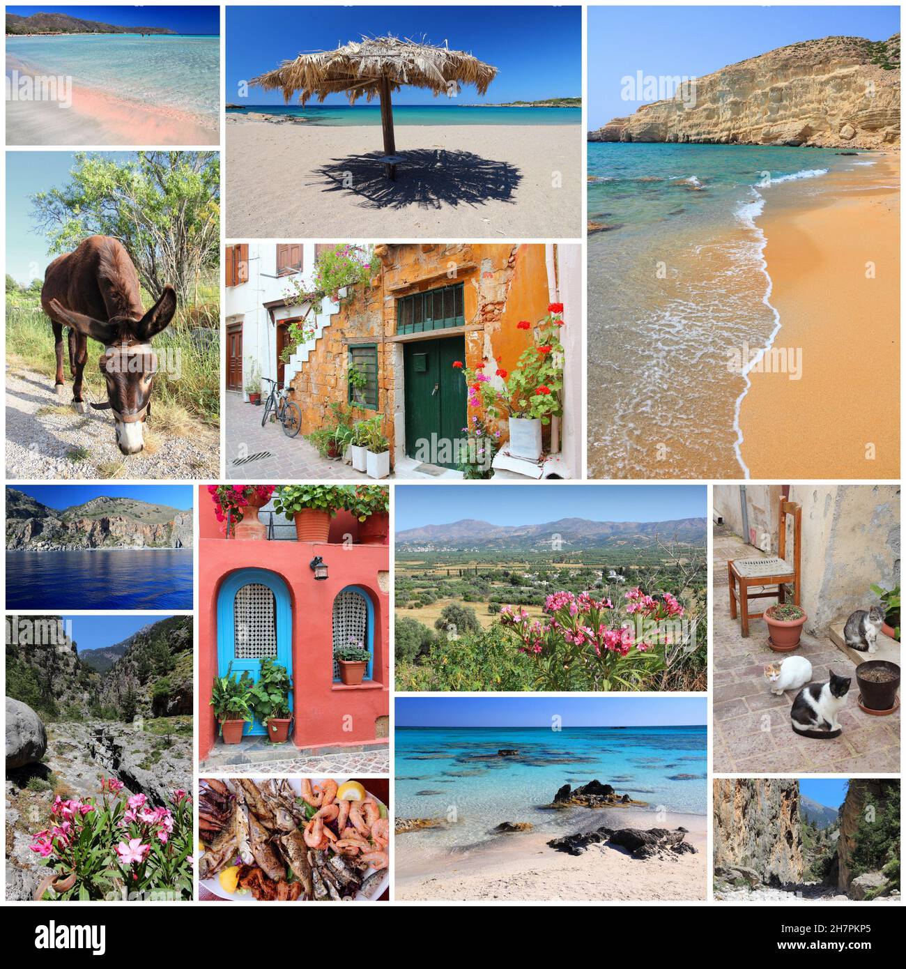 Creta isola i punti di riferimento - viaggi luoghi collage dalla Grecia. Foto Stock