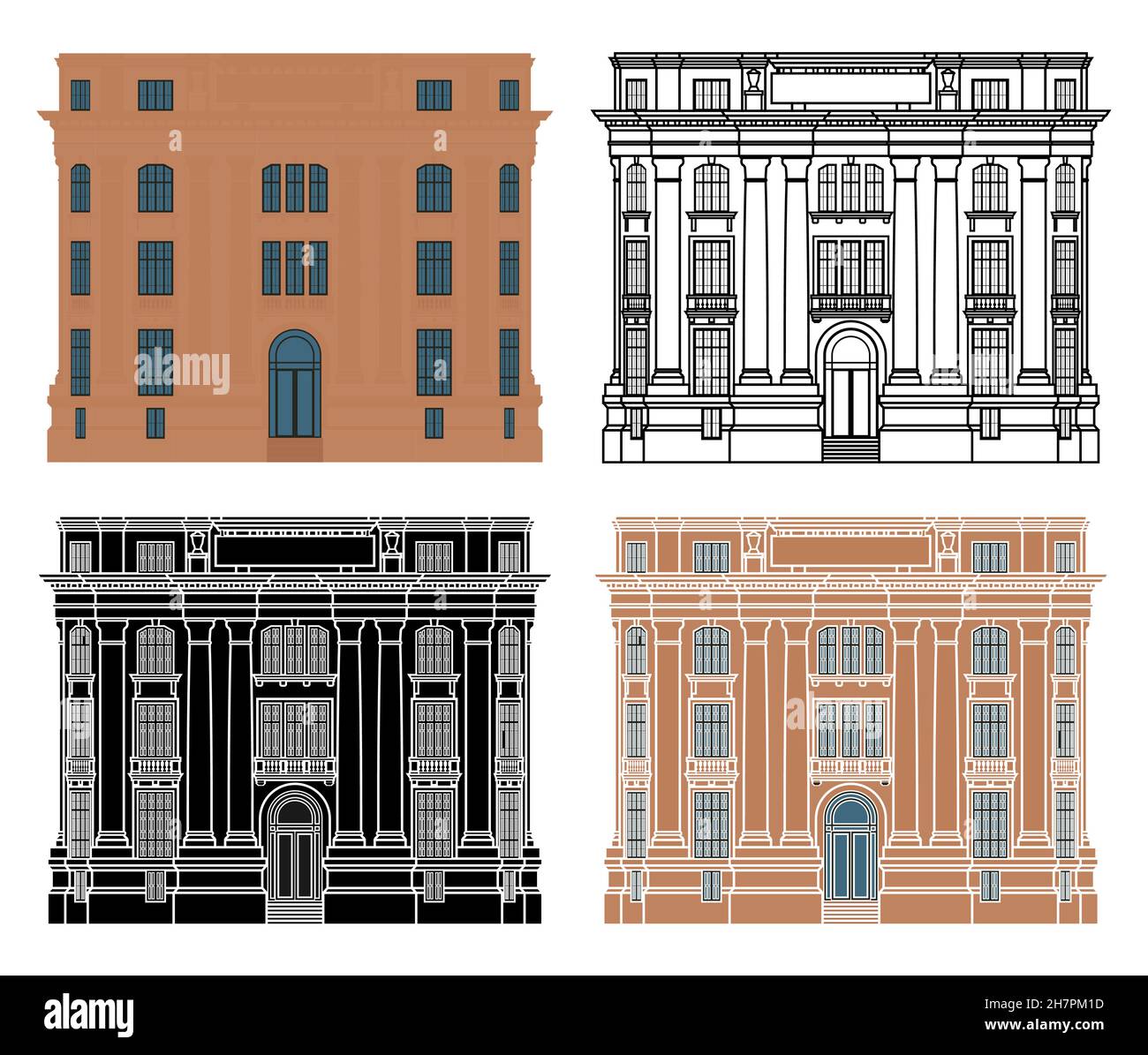 Edificio culturale a Porto Alegre, Brasile Illustrazione Vettoriale