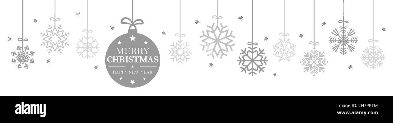 Appendere i fiocchi di neve astratti colorati di grigio per natale e inverno concetti e saluti per Natale e Capodanno Illustrazione Vettoriale