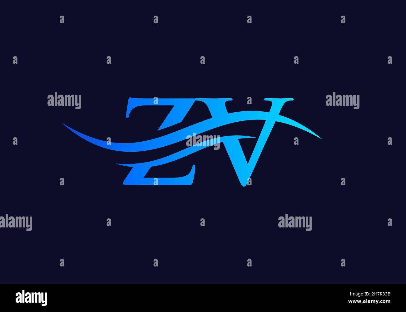 Disegno iniziale del logo ZV con lettera collegata. Moderna lettera ZV logo design vettore con moderno trendy Illustrazione Vettoriale