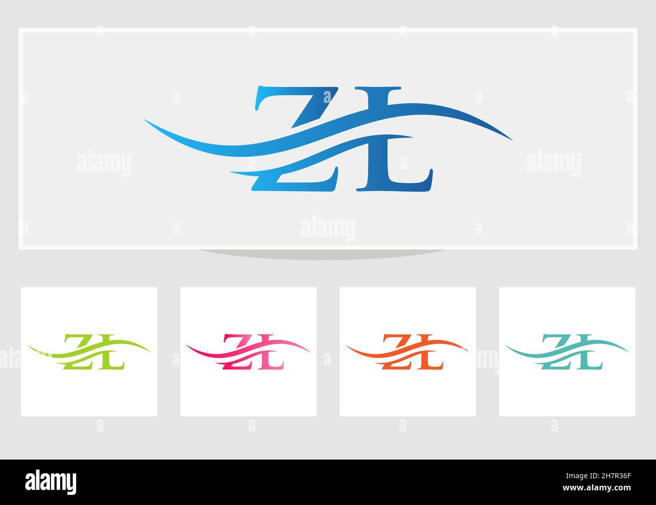 Modello vettoriale del logo con collegamento lettera ZL iniziale. Logo Swoosh lettera ZL. Vettore di disegno del logo ZL Illustrazione Vettoriale