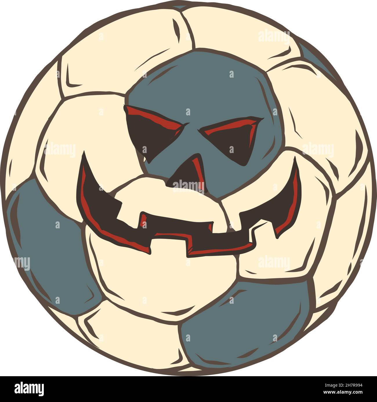halloween zucca faccia calcio palla di calcio, articoli sportivi Illustrazione Vettoriale