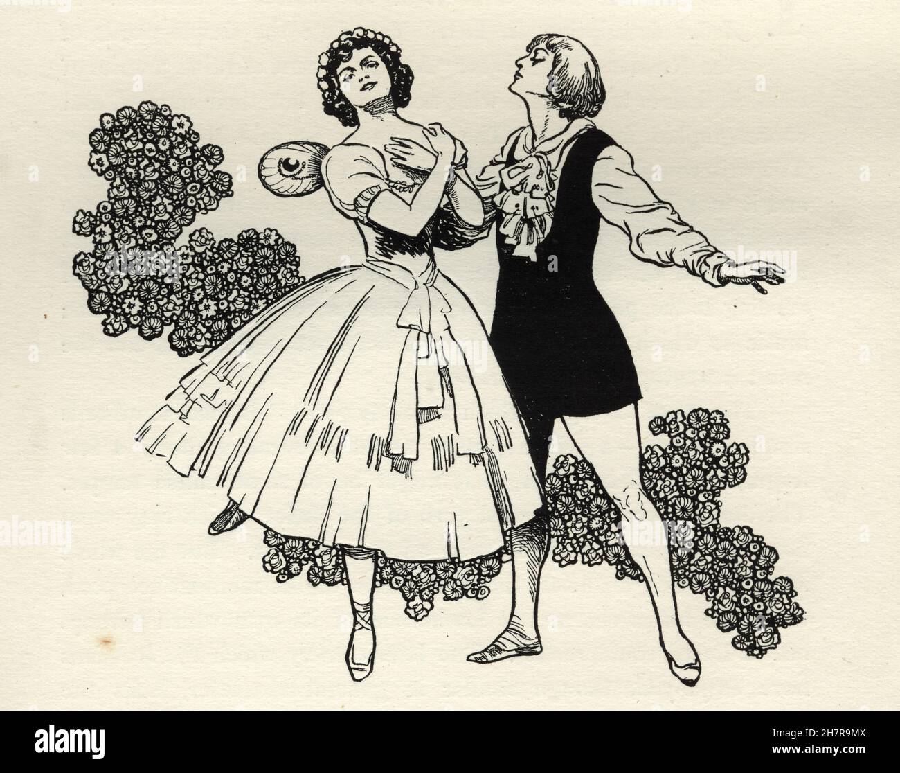 Ballerini in costume per il balletto Les Sylphides un corto balletto non narrativo blanc alla musica del pianoforte di Frédéric Chopin Foto Stock