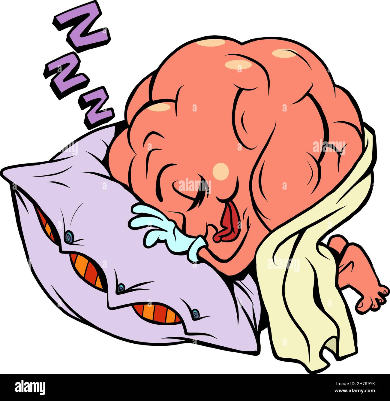 sonno sano a letto personaggio cervello umano, intelligente saggio Illustrazione Vettoriale