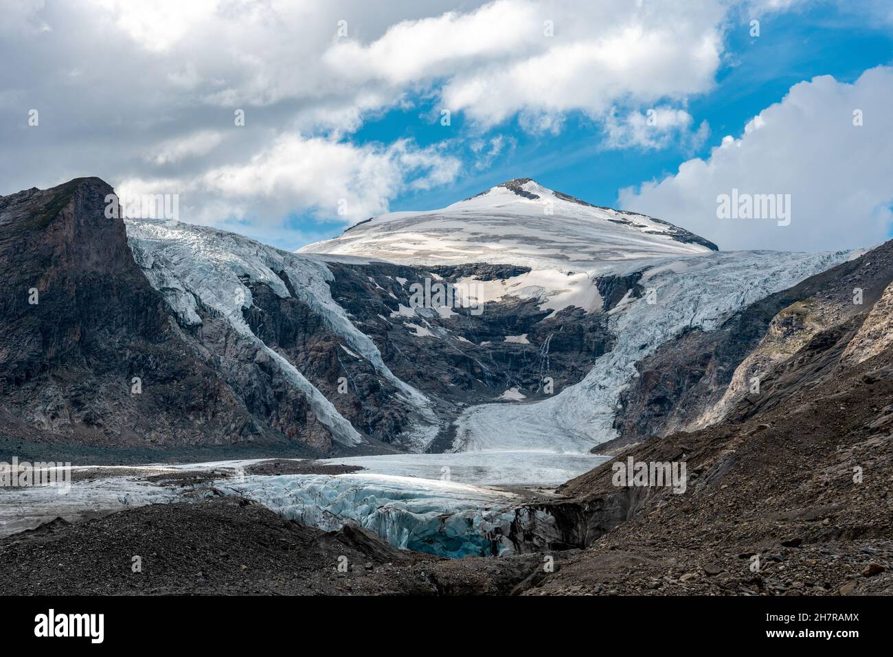 Ghiacciaio di Pasterze al Monte Grossglockner, la montagna più alta dell'Austria Foto Stock