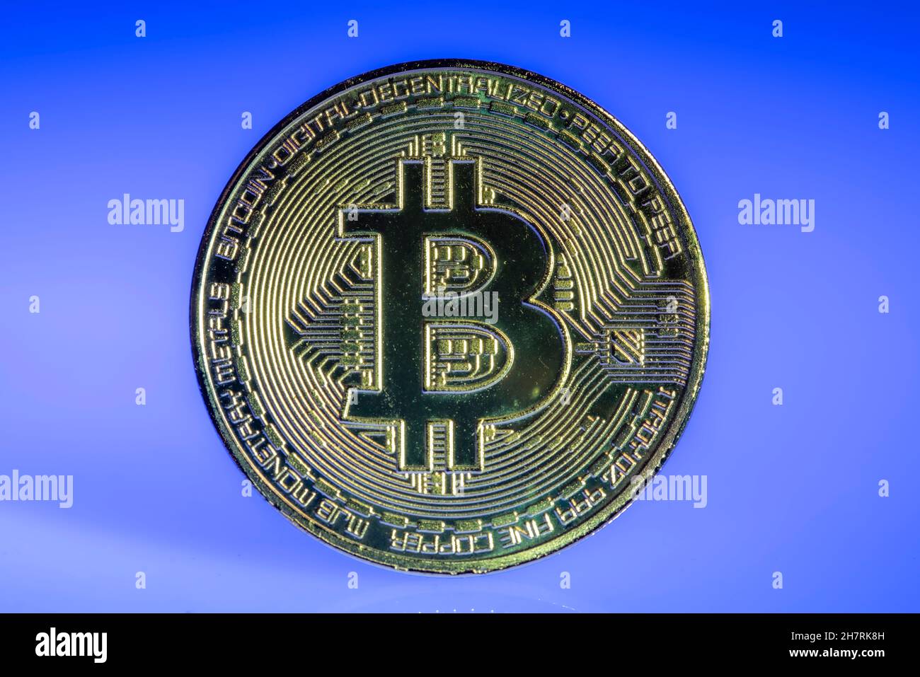 Bitcoin, criptovaluta, moneta simbolo, segnaposto visivo per valuta digitale, Foto Stock