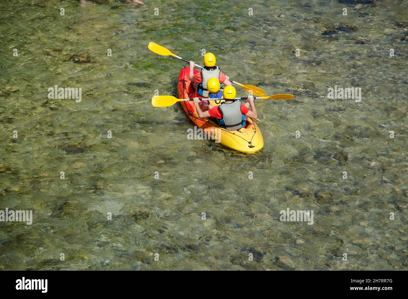 Kayak Sava Bohinjika Bohinj fiume Slovenia Foto Stock