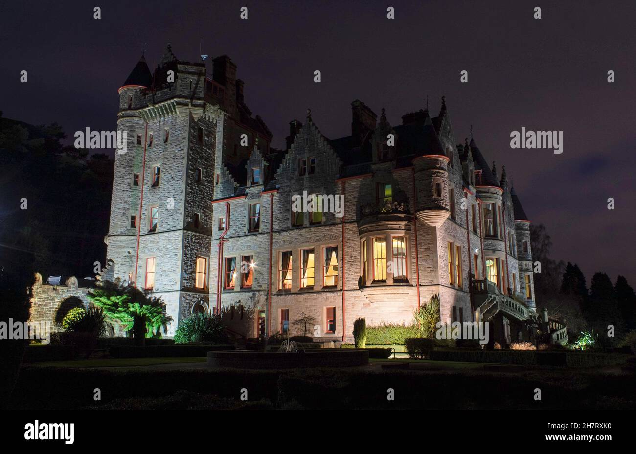 Notte al Castello di Belfast, Irlanda del Nord Foto Stock