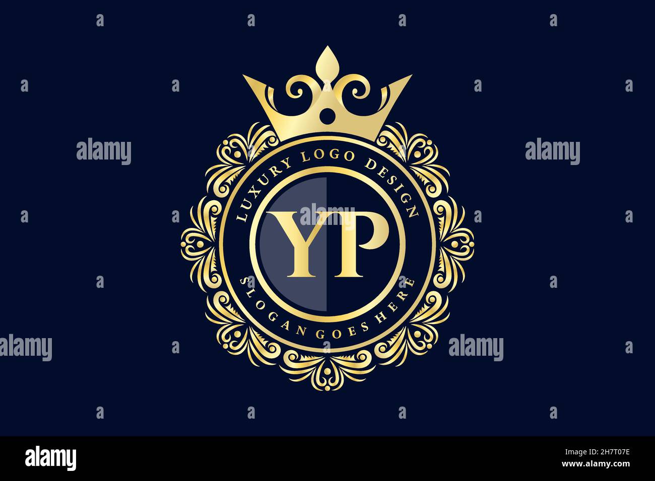 YP Initial Letter Oro calligrafico femminile floreale a mano disegnato araldico monogramma antico vintage stile lusso logo design Premium Illustrazione Vettoriale